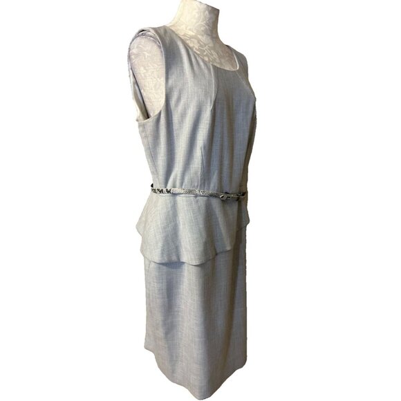 Antonio Melani Dress 12 Gray Stretch Python Belt Sleeveless Career Church - Picture 8 of 12